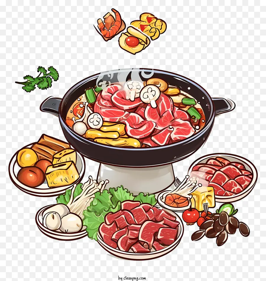 Cartoon Chinese Hot Pot，Alimentos PNG