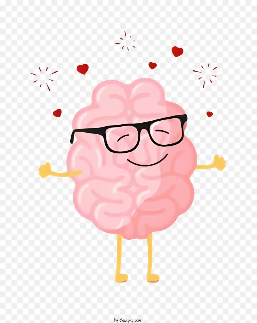 Cartoon Cérebro，Cérebro Com óculos PNG