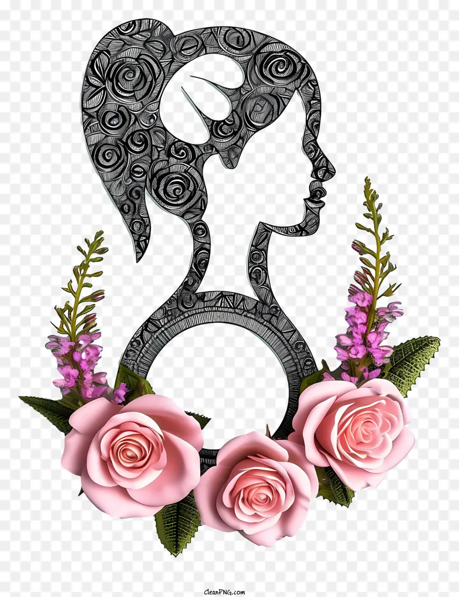Blossom De Placas Femininas Doodle，Mulheres Cabeça PNG