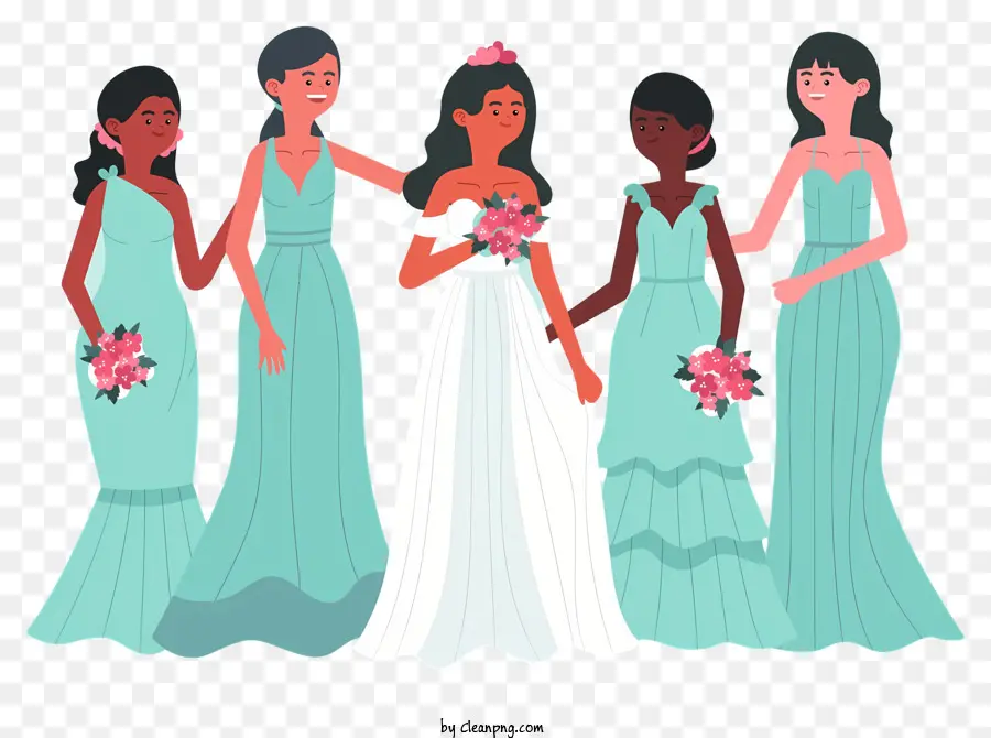Noiva De Desenhos Animados E Damas De Honra，Vestidos De Dama De Honra PNG