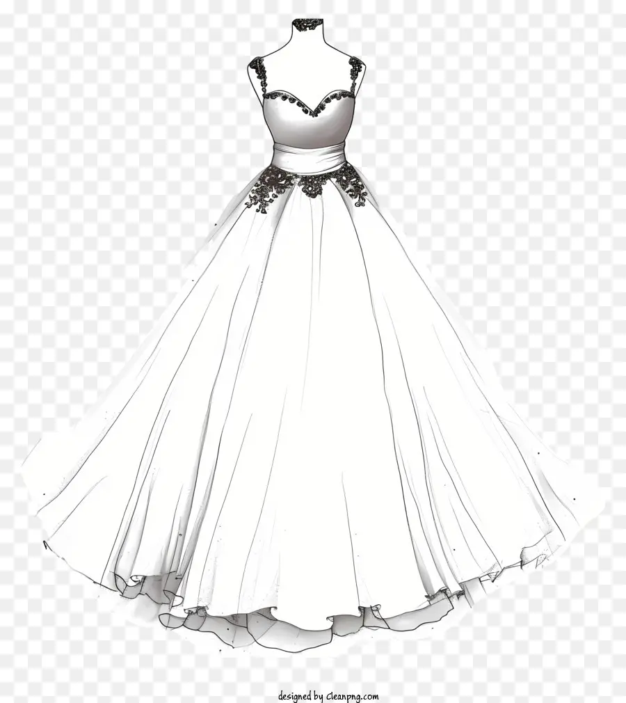 Vestido De Noiva Desenhado à Mão，Preto E Branco Esboço PNG