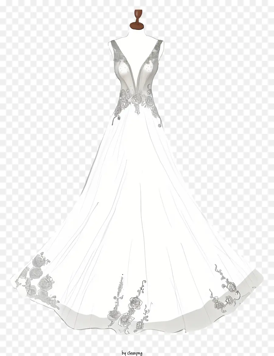 Vestido De Noiva Desenhado à Mão，Vestido Branco PNG