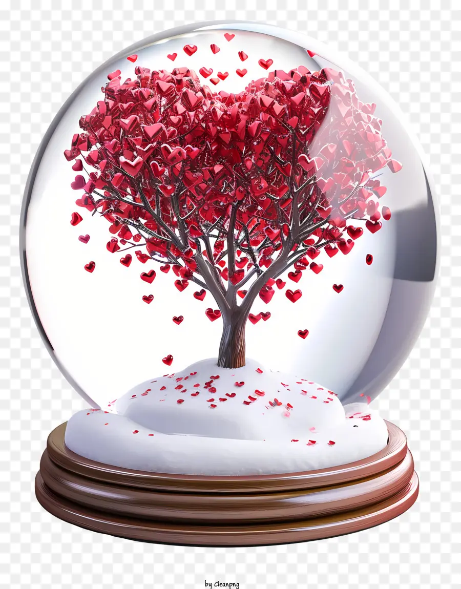 Valentine Snowglobe，árvore Em Forma De Coração PNG