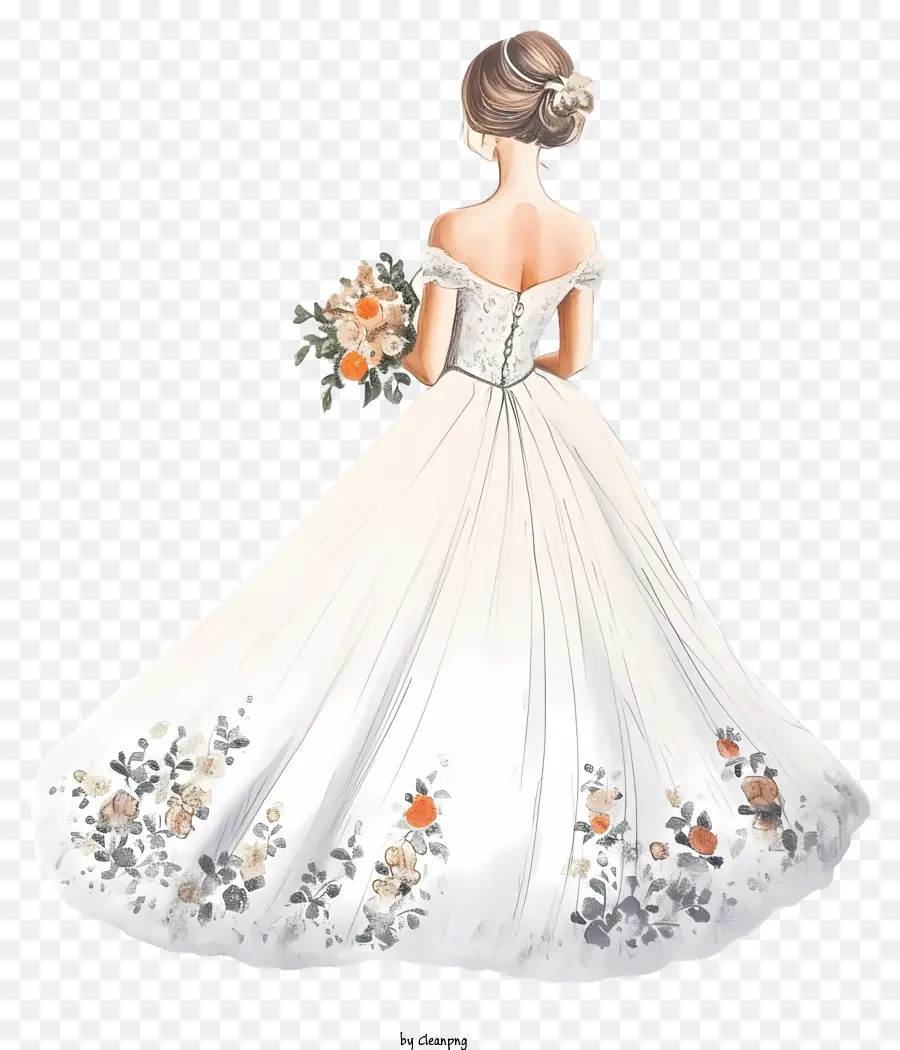 Vestido De Noiva Em Aquarela，Noiva PNG