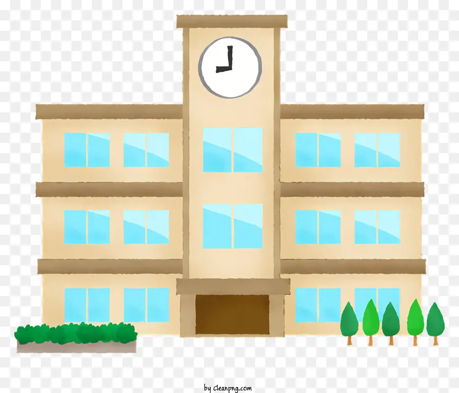 Escola，Edifício Com Relógio PNG