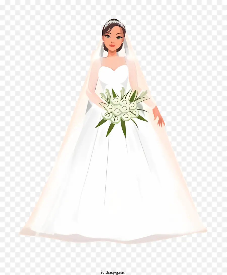 Caricatura De Noiva，Vestido De Casamento Branco PNG