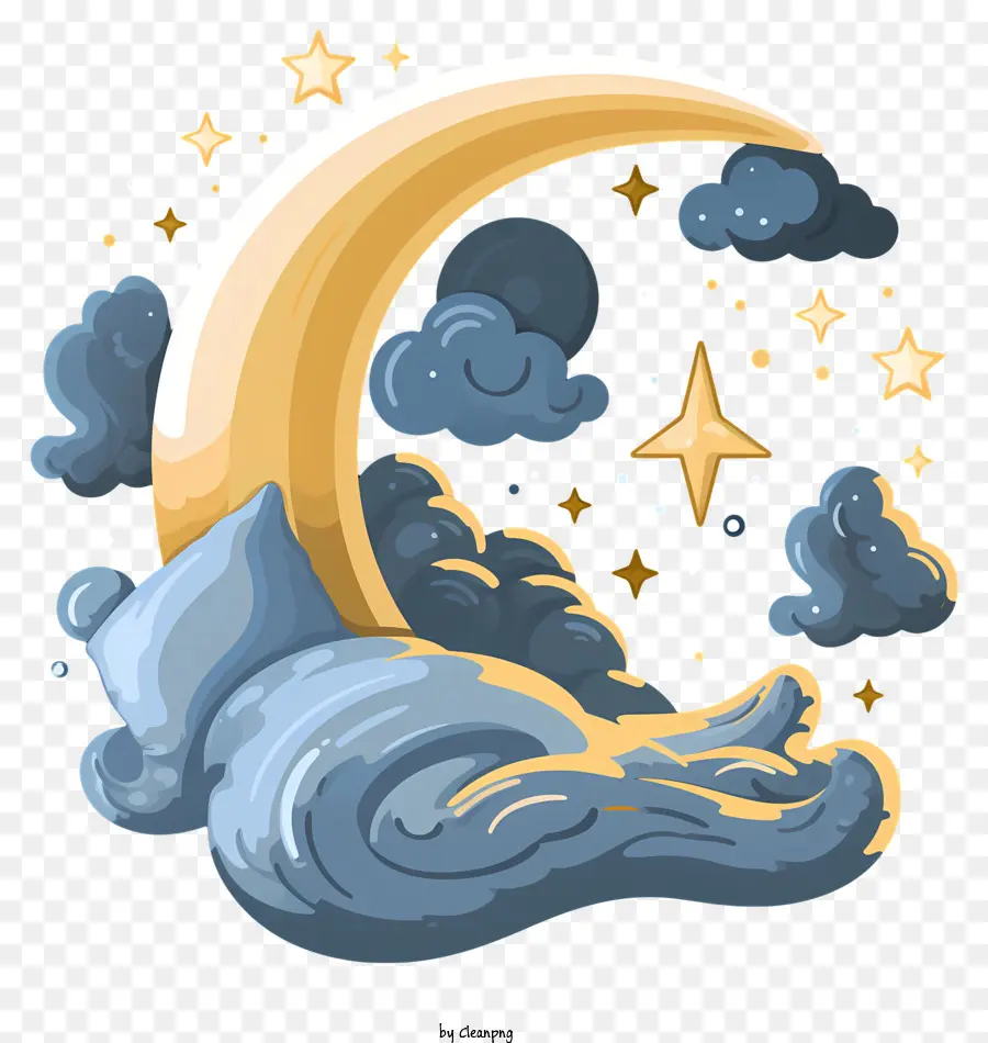 ícone De Sono Estilo Doodle，Lua E Nuvens PNG