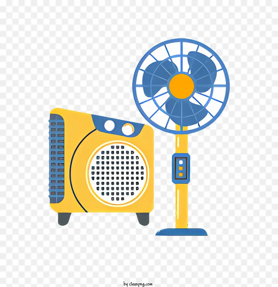 Ventilador Amarelo，Lâmina Do Ventilador Azul PNG