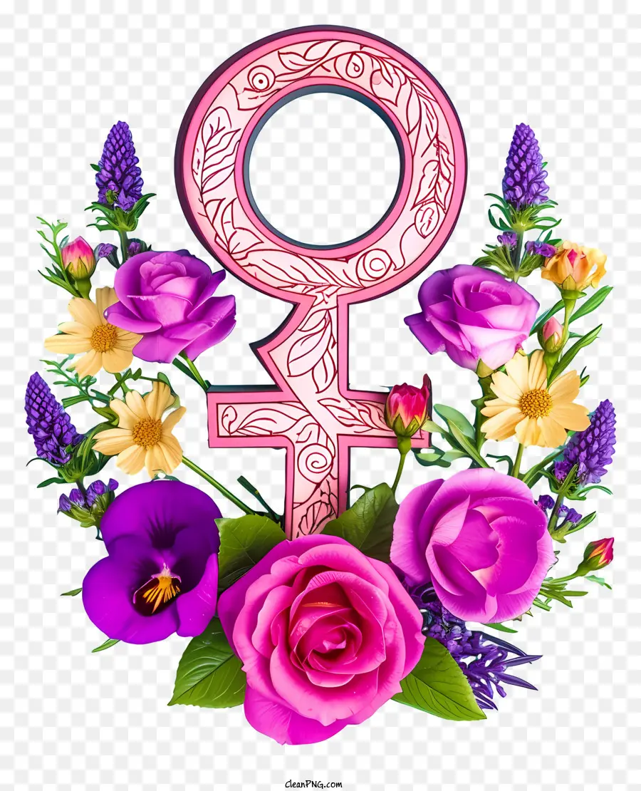 Símbolo De Gênero E Flores Fofas E Coloridas，A Feminilidade PNG