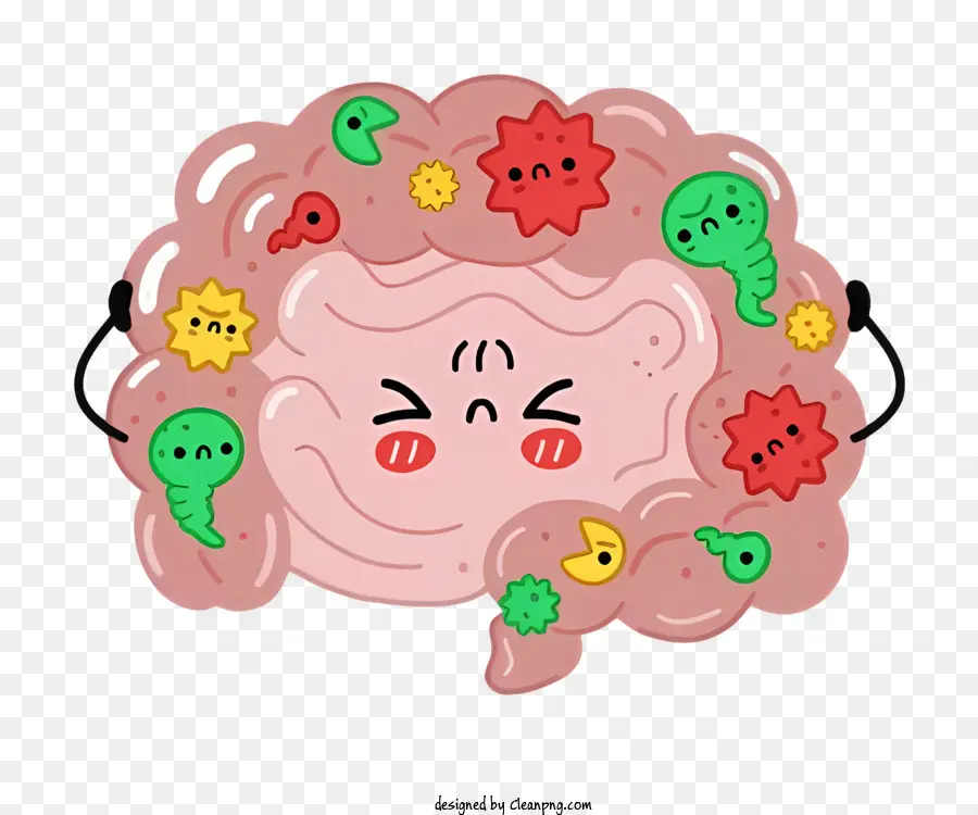 Cartoon Cérebro，Microorganismos De Estômago PNG