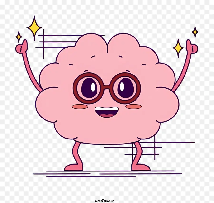 Cartoon Cérebro，Cérebro Em óculos PNG