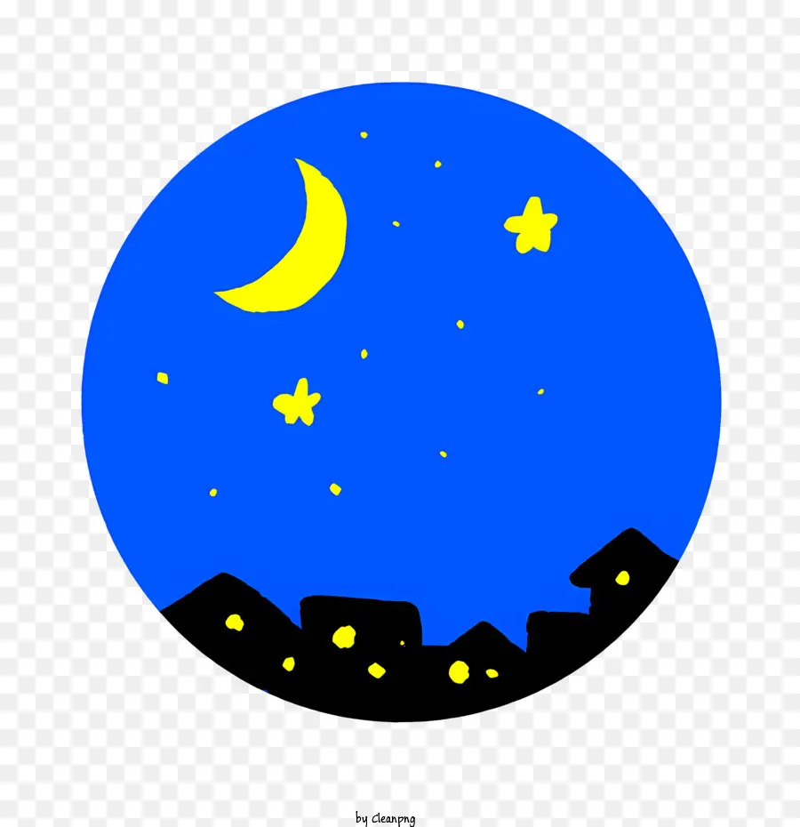 Círculo Azul，Amarelo Lua PNG