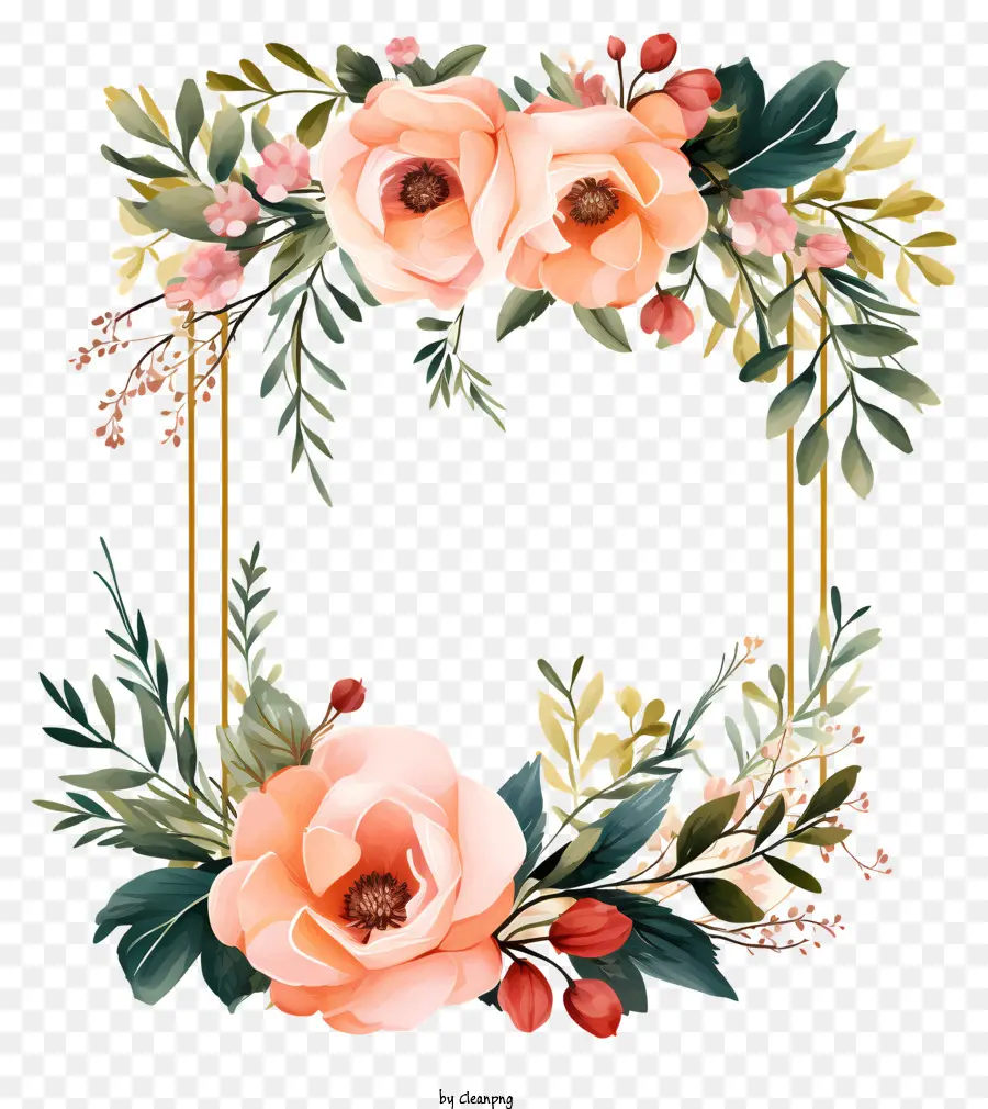 Quadro De Flores De Casamento Em Pastel，Flor Coroa De Flores PNG