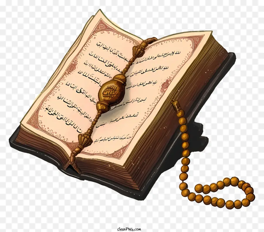 Livro Sagrado Desenhado à Mão Do Alcorão E Orar Contas，Livro Sagrado PNG