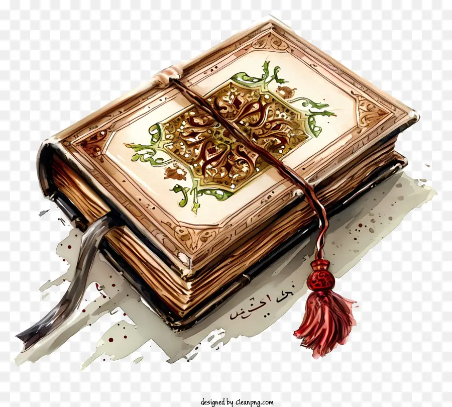 Aquarela Sagrada Livro Do Alcorão，Livro Antigo PNG