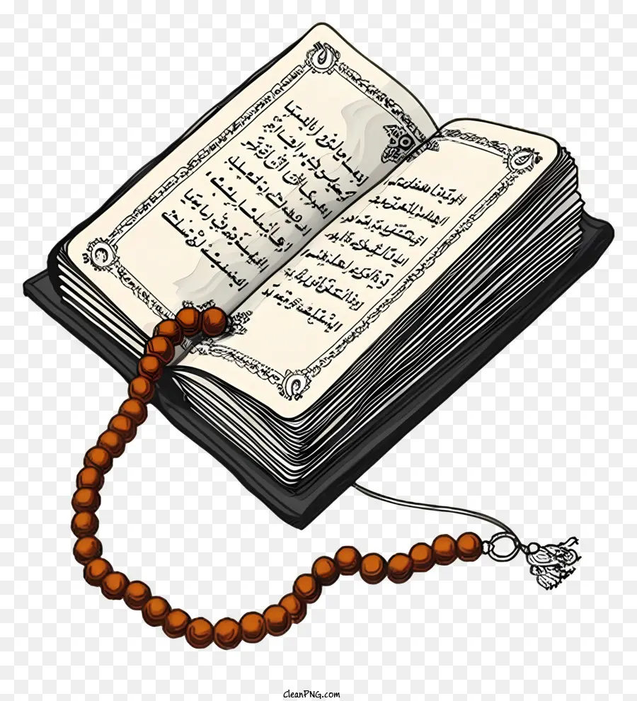 Livro Sagrado Desenhado à Mão Do Alcorão E Orar Contas，Alcorão PNG