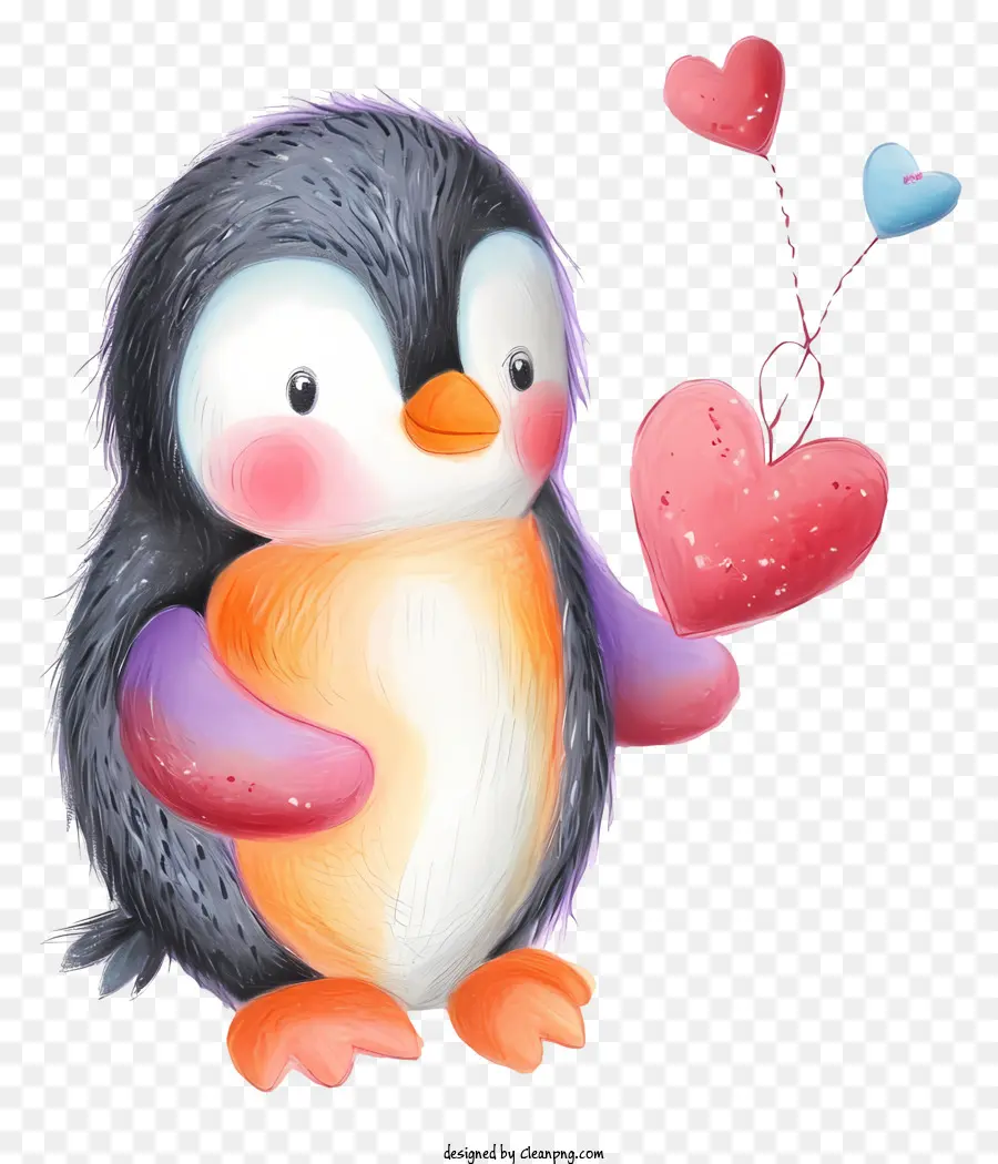 Pastel Valentine Penguin，Pinguim PNG
