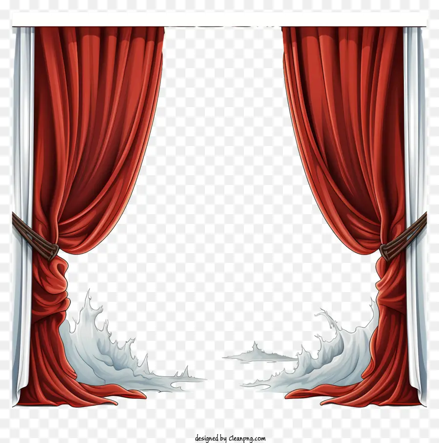 Cortinas Do Estilo Doodle，Cortina Vermelha PNG