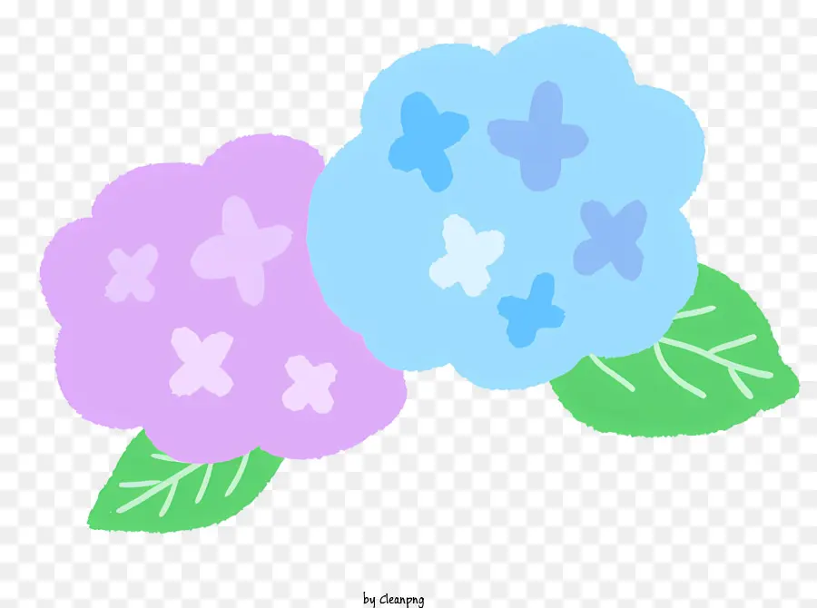 Desenho Animado Flores，Flores Azuis E Roxas PNG