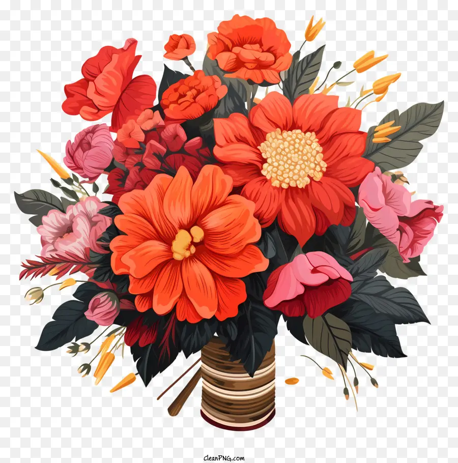 Arranjo De Flores Desenhadas à Mão，Bouquet Of Flowers PNG