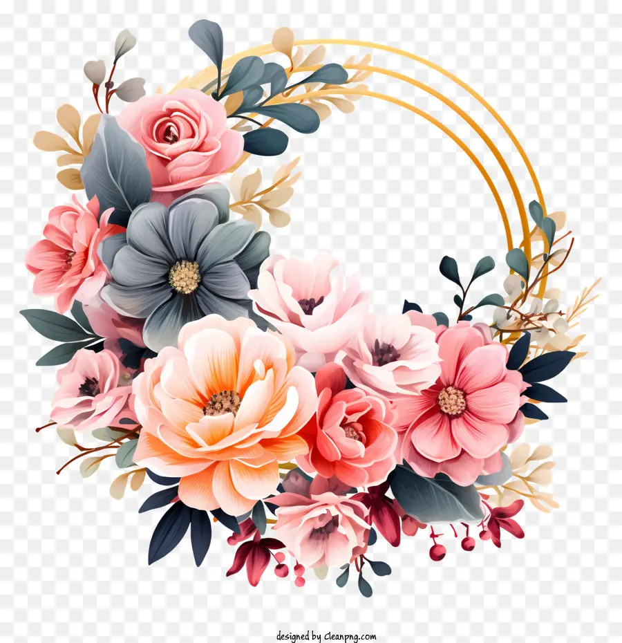 Quadro De Flores De Casamento Pastel，Coroa De Flores PNG