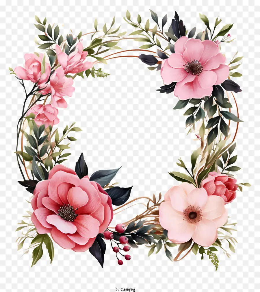 Quadro De Flores De Casamento Em Pastel，Coroa De Flores PNG