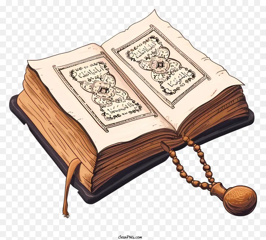 Livro Sagrado Desenhado à Mão Do Alcorão，Livro Aberto PNG
