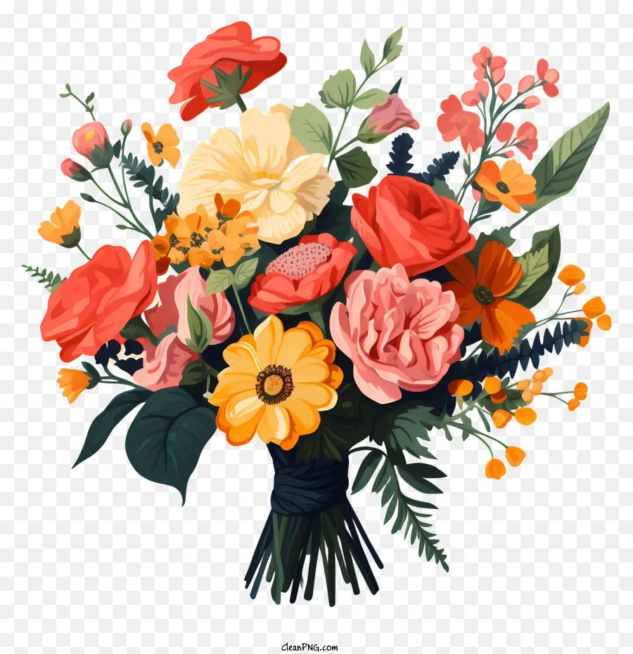Arranjo De Flores Desenhadas à Mão，Bouquet Of Flowers PNG
