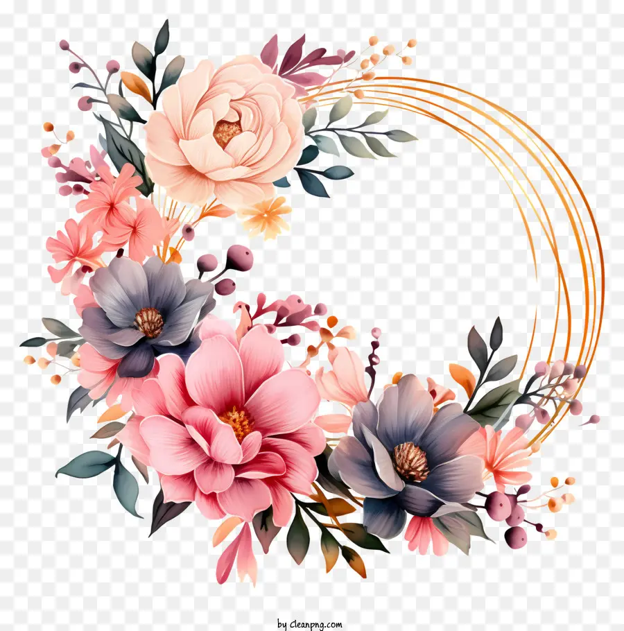 Quadro De Flores De Casamento Em Pastel，Coroa De Flores PNG