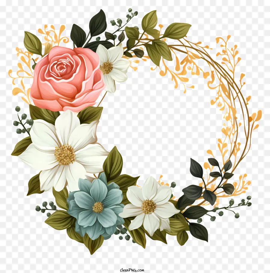 Quadro De Flores De Casamento Estilo Esboço，Coroa De Flores PNG