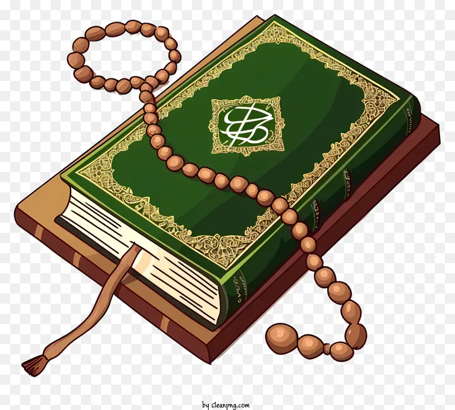 Cartoon Sagrado Livro Do Alcorão E Pray，Alcorão Verde PNG
