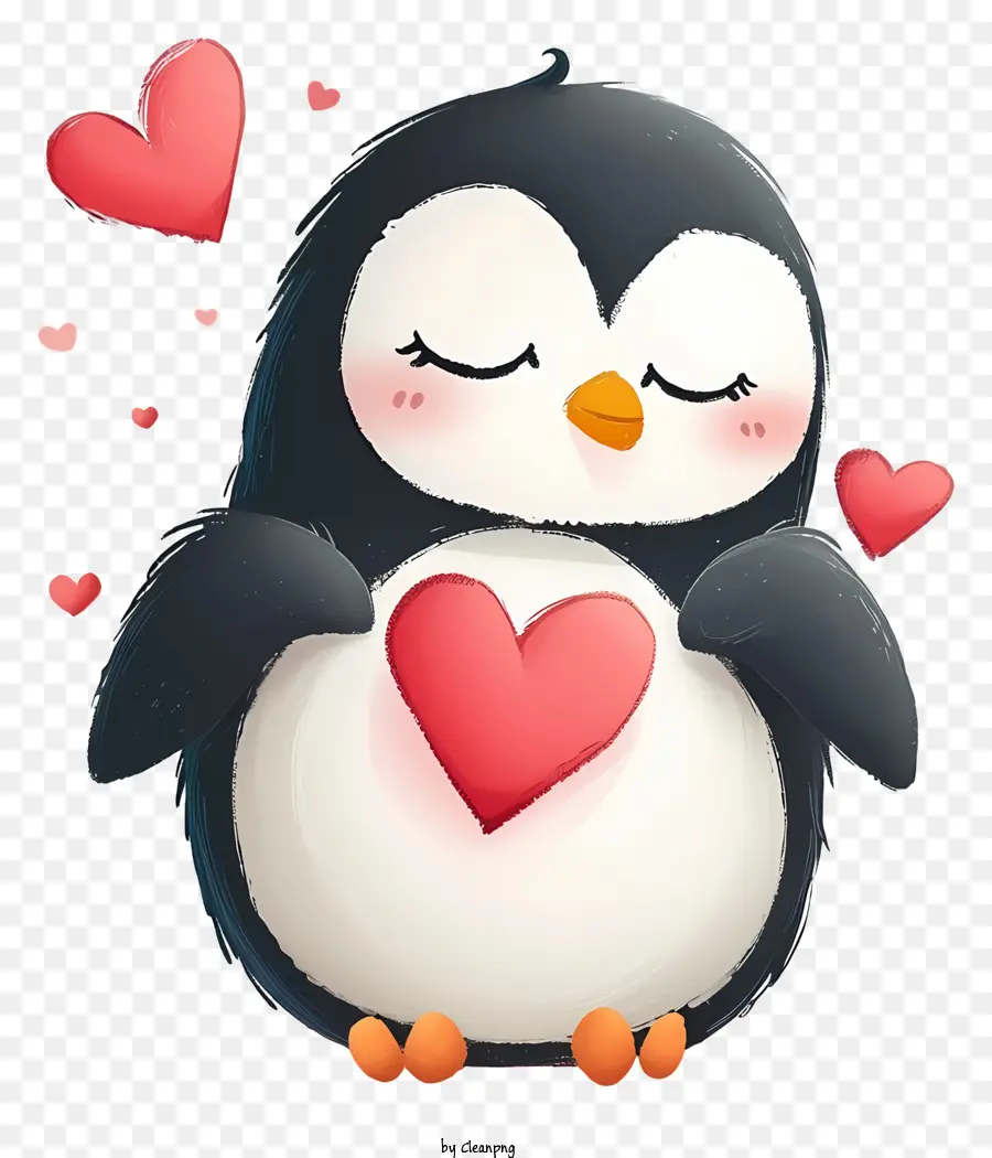 Design De Personagem De Desenho Vetorial，Valentine Penguin PNG