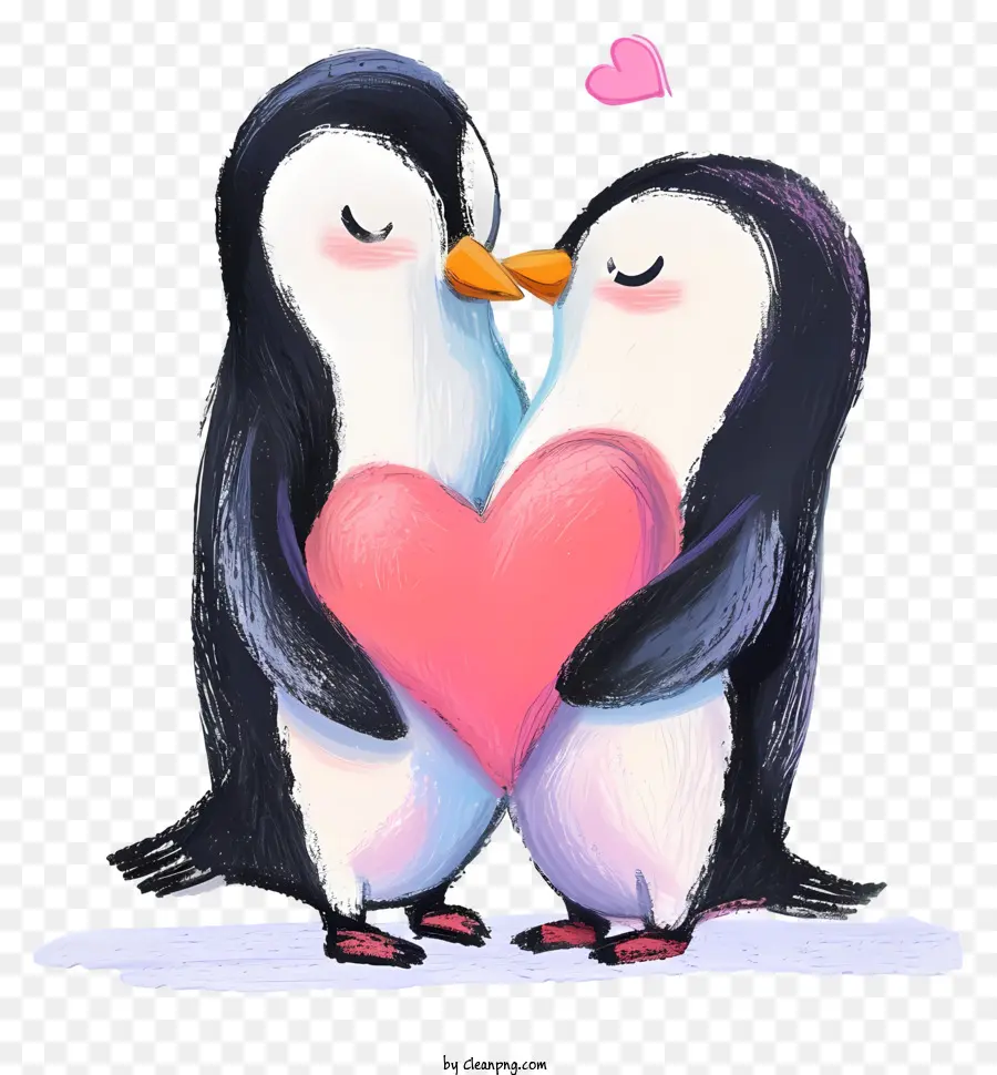 Pastel Valentine Penguin，Pinguins PNG