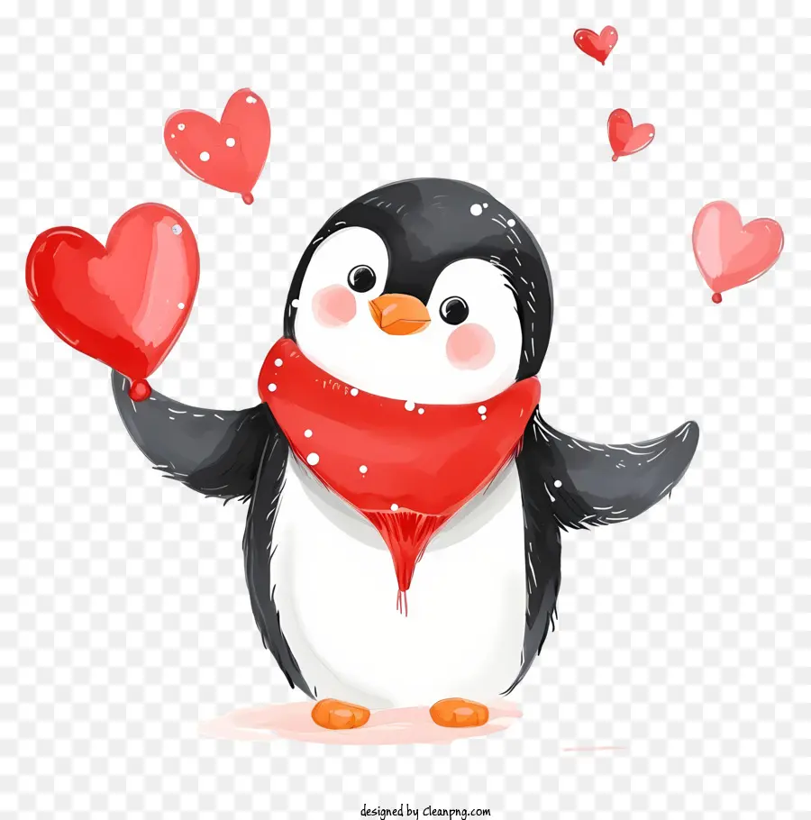 Valentine Penguin Simplistic Vector Art，Penguin PNG