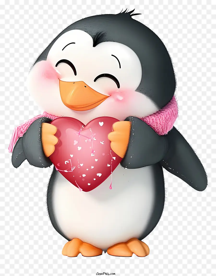 Cartoon Valentine Penguin，Pinguim Bonito PNG