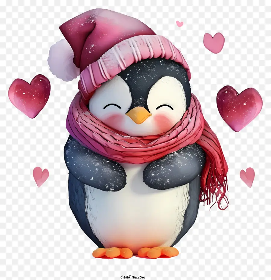 Valentine Penguin，Pinguim Bonito PNG
