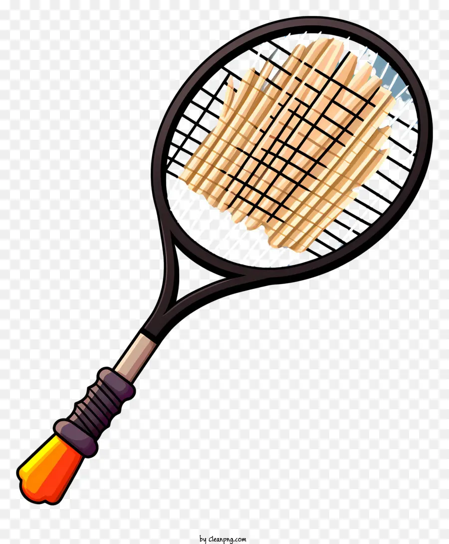 Badminton No Estilo Doodle，Raquete Amarela PNG