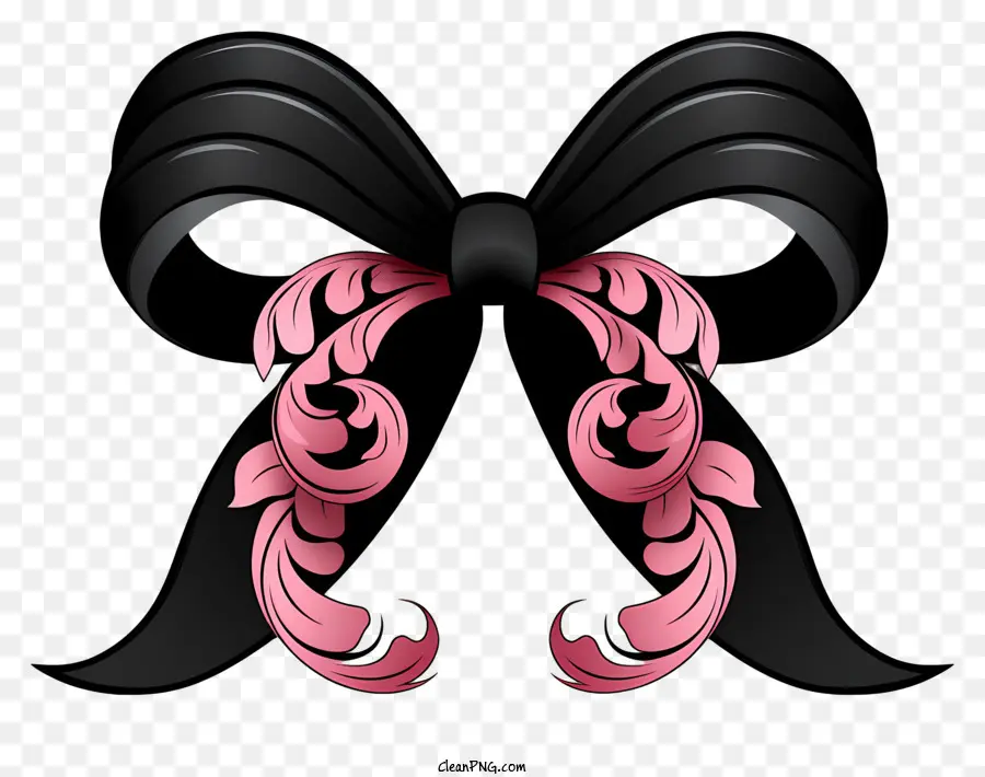 Fita No Estilo Doodle，Arco Preto E Rosa PNG