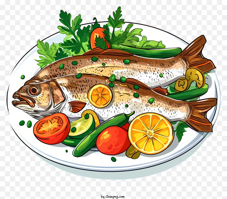 Design De Desenho Vetorial，Fish Dish PNG