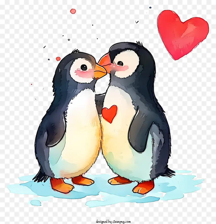 Penguin Aquarela Dos Namorados，Pinguins PNG