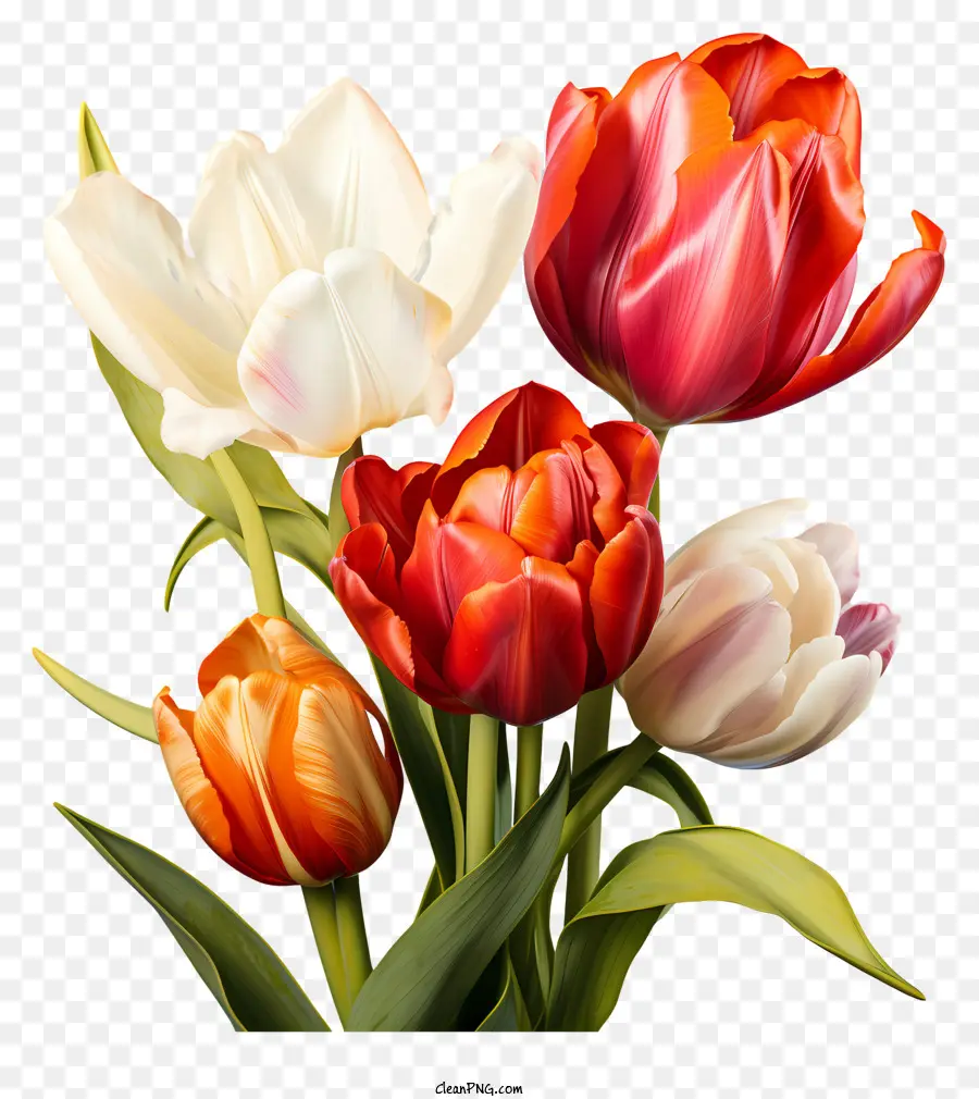 Tulips Bouquet De Tintas Multicoloridas，Tulipas PNG