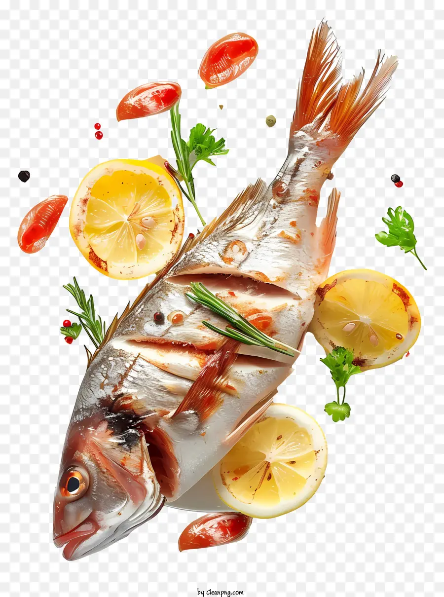 Peixe Cozido，Peixe Com Limão E Ervas PNG