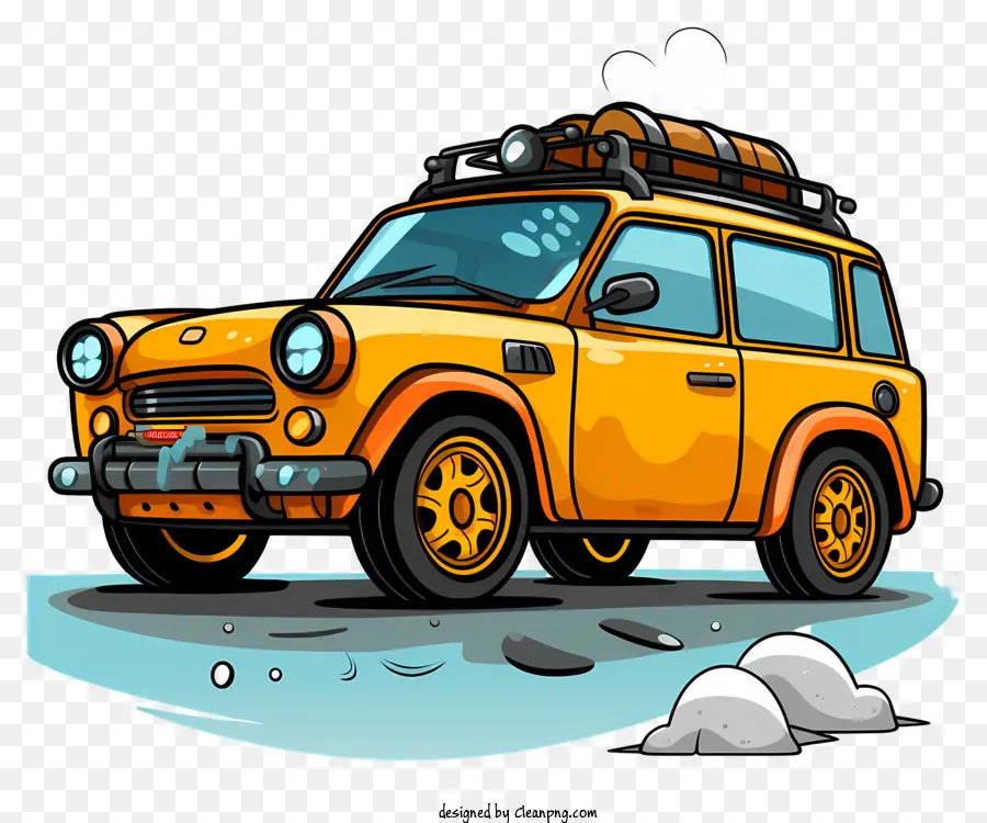 Estilo Doodle Carro De Desenho Animado，Carro Amarelo PNG