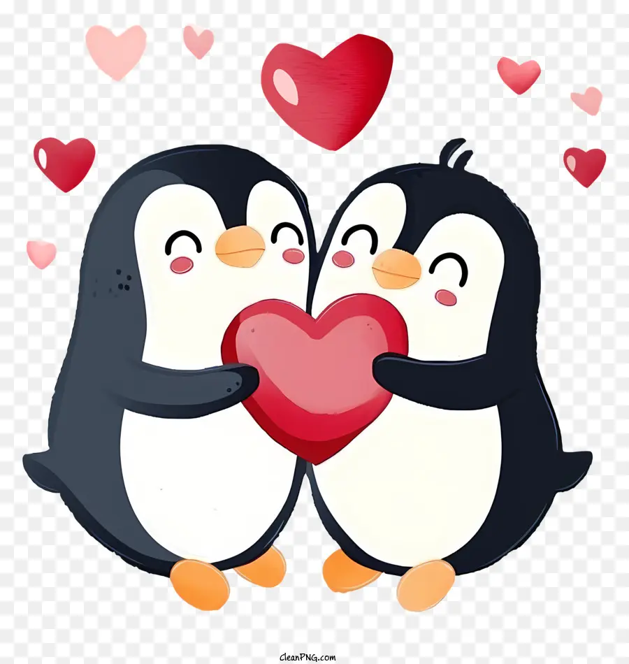 Ilustração Vetorial Plana Minimalizada，Valentine Penguin PNG