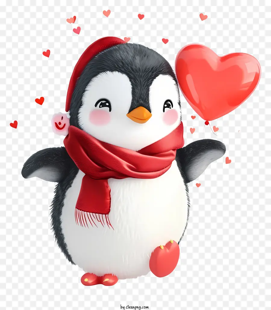 Psd 3d Penguin Valentine，Pinguim Bonito PNG