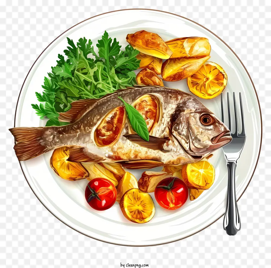 Design De Desenho Vetorial，Fish Dish PNG