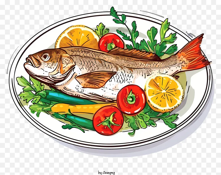 Design De Desenho Vetorial，Fish Dish PNG