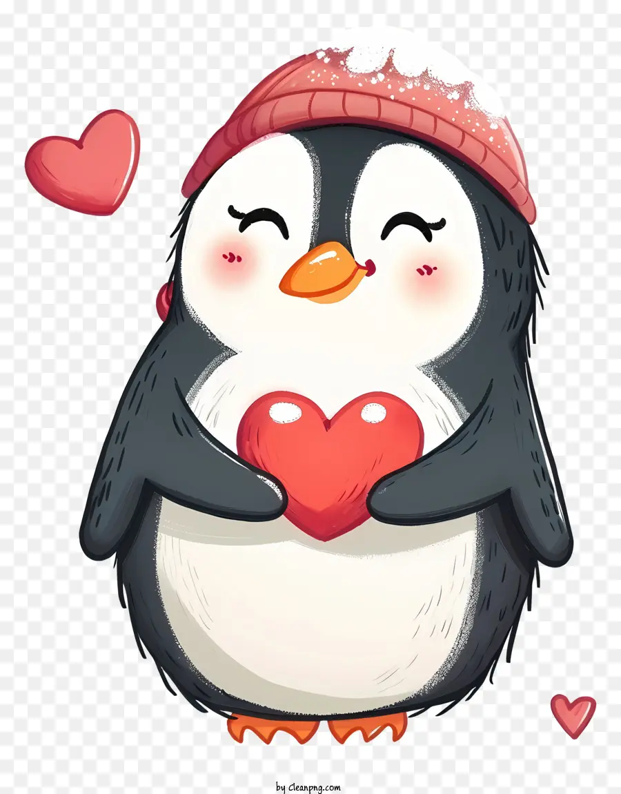 Design De Personagem De Desenho Vetorial，Valentine Penguin PNG
