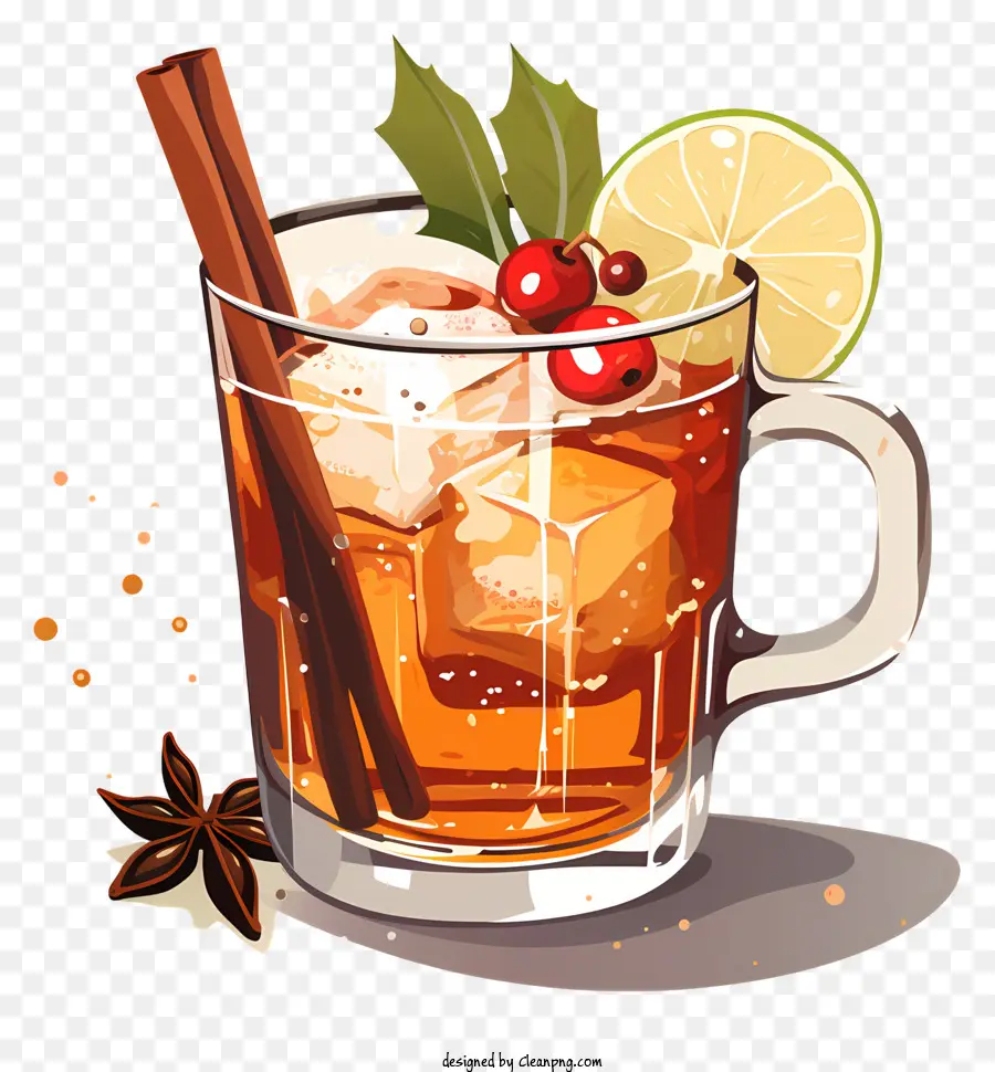 Cocktail De Natal Desenhado à Mão，Chá Quente PNG