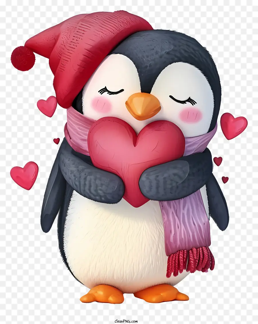 Cartoon Valentine Penguin，Pinguim Bonito PNG